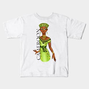 Black is Beautiful - Cameroon Africa Melanin Girl in traditional outfit Kids T-Shirt